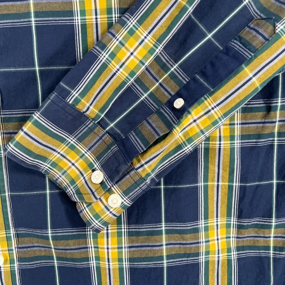 Banana Republic Shirt Mens‎ XL Extra Large Blue Yellow Plaid Long Sleeve Button